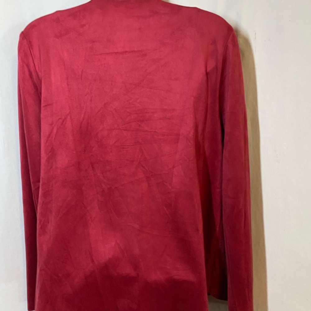 Vocal Open Front Lightweight Red Faux Suede Jacket with matching red bling - Picture 6 of 13